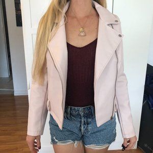 Soft Pink Bomber Jacket - Model is size S